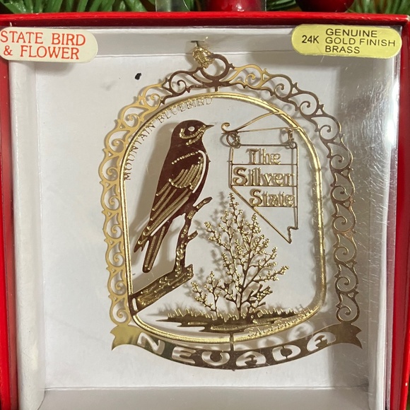 🎄NEVADA-THE SILVER STATE- NATION'S TREASURES ORNAMENT 24K GOLD FINISHED BRASS - Picture 1 of 3